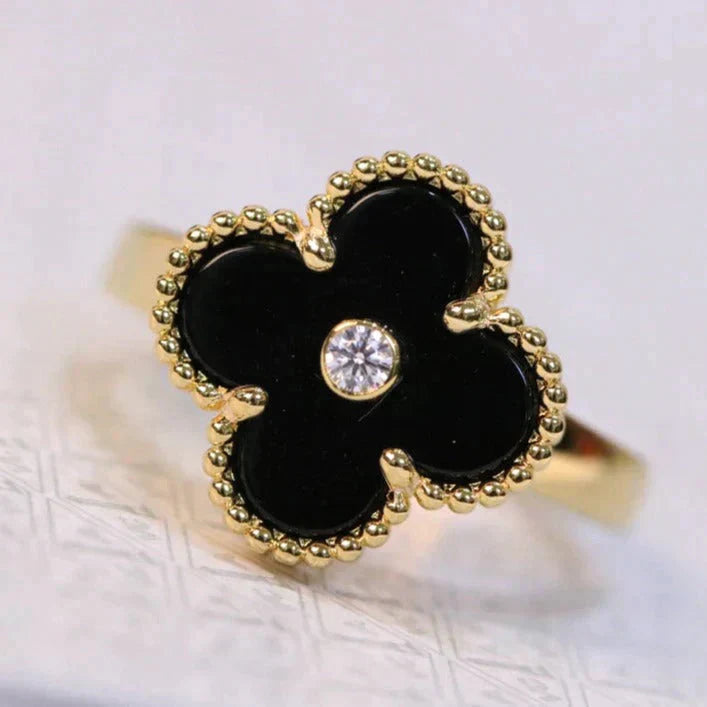 TRÈFLE DELUXE RING | BLACK - GOLD