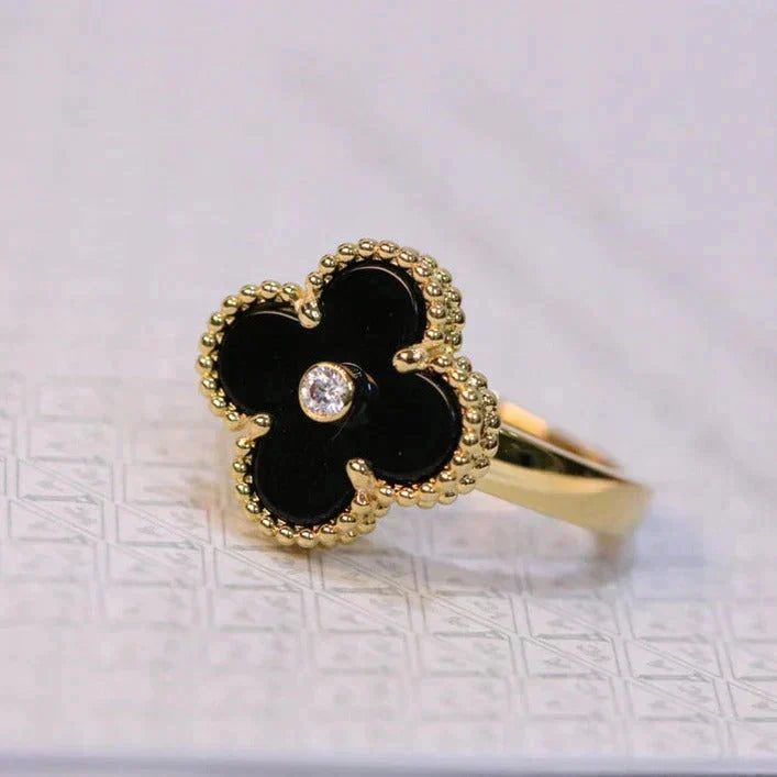 TRÈFLE DELUXE RING | BLACK - GOLD