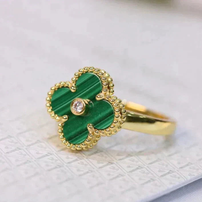 TRÈFLE DELUXE RING | GREEN - GOLD