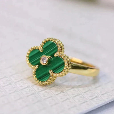 TRÈFLE DELUXE RING | GREEN - GOLD