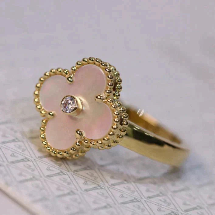 TRÈFLE DELUXE RING | WHITE - GOLD