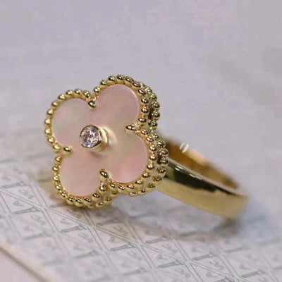 TRÈFLE DELUXE RING | WHITE - GOLD