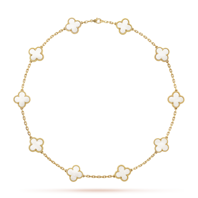 TRÈFLE NECKLACE 10 MOTIFS | WHITE - GOLD