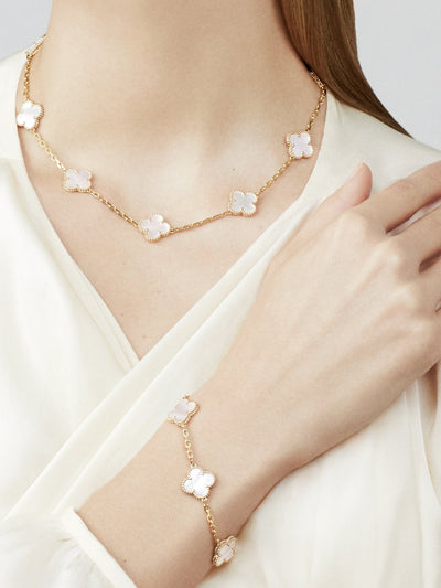 TRÈFLE NECKLACE 10 MOTIFS | WHITE - GOLD