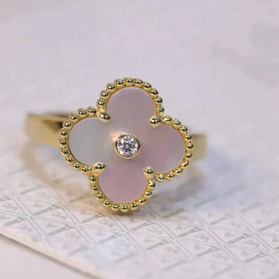 TRÈFLE DELUXE RING | WHITE - GOLD