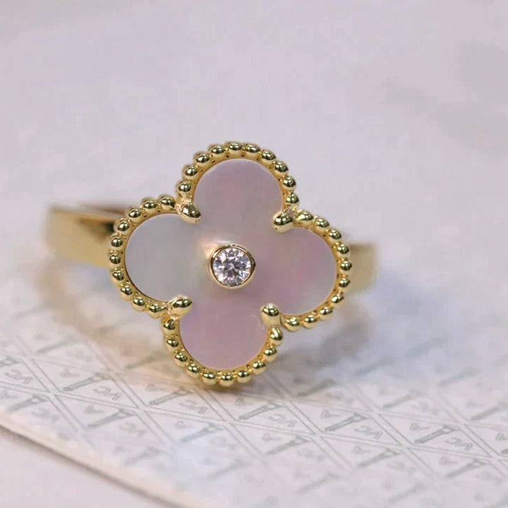 TRÈFLE DELUXE RING | WHITE - GOLD