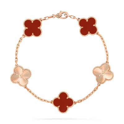 TRÈFLE LUXURY BRACELET | RED - PINK GOLD
