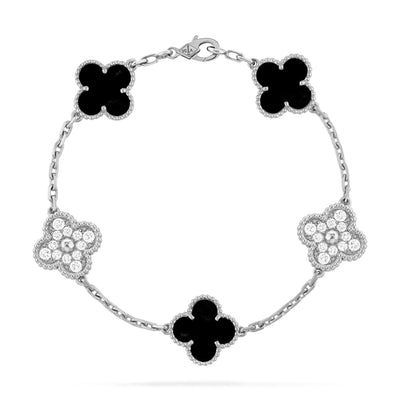 TRÈFLE DELUXE BRACELET | SILVER - BLACK
