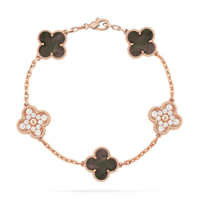 TRÈFLE DELUXE BRACELET | PINK GOLD - BROWN