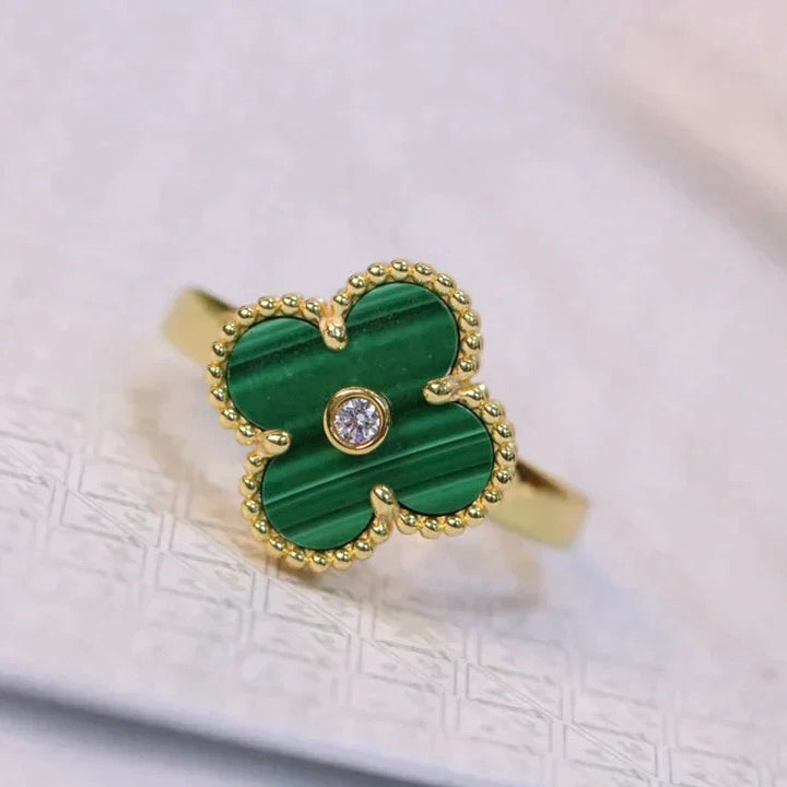 TRÈFLE DELUXE RING | GREEN - GOLD