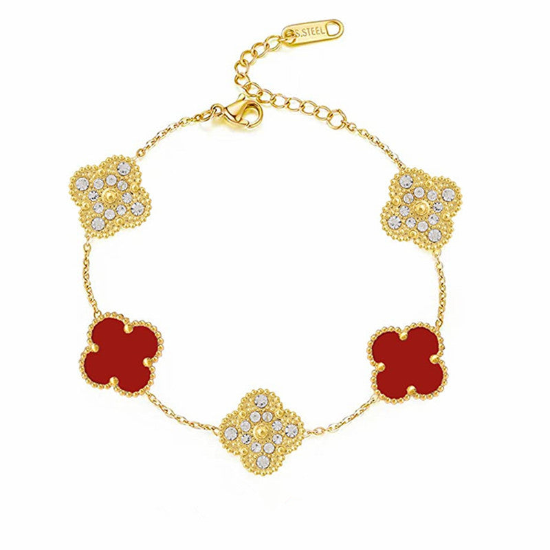 TRÈFLE DELUXE BRACELET | RED - GOLD