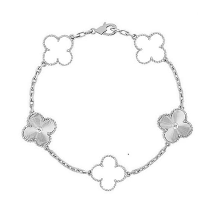 TRÈFLE DELUXE BRACELET | WHITE - SILVER