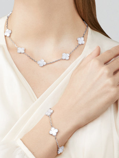 TRÈFLE NECKLACE 10 MOTIFS | WHITE - GOLD