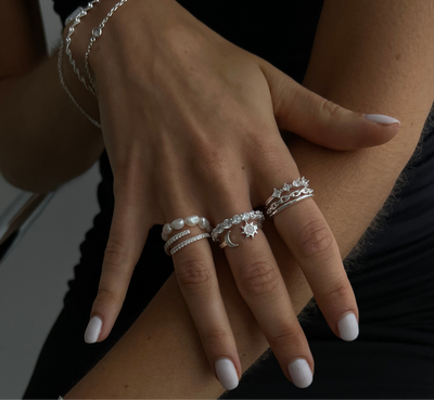 ETERNITY RING WITH DIAMOND | SILVER