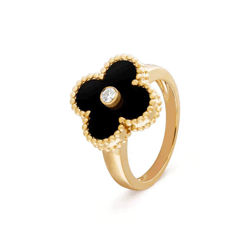 TRÈFLE DELUXE RING | BLACK - GOLD