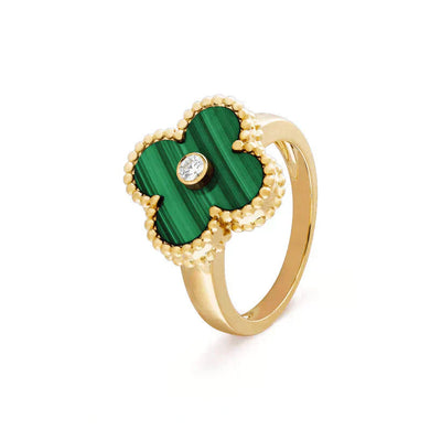TRÈFLE DELUXE RING | GREEN - GOLD
