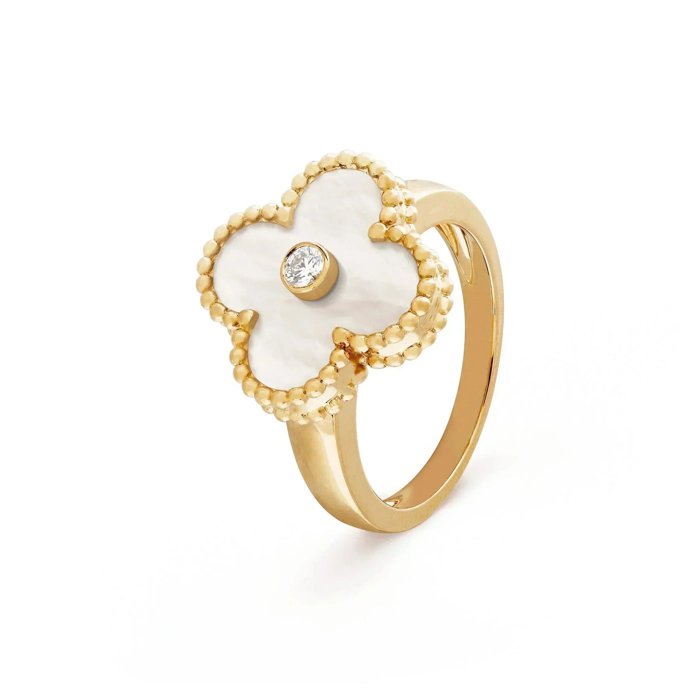TRÈFLE DELUXE RING | WHITE - GOLD